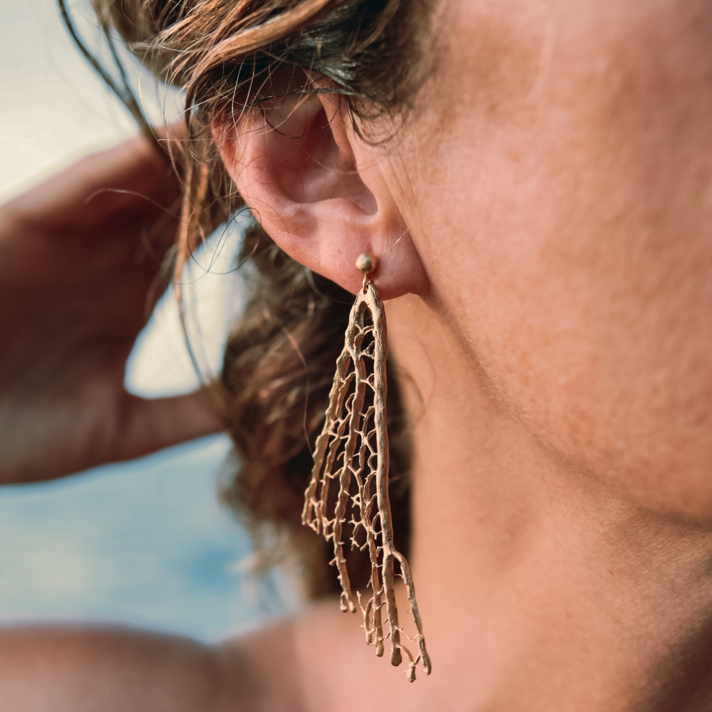 Pendientes gorgonias oro